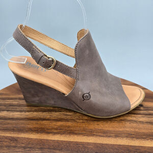 Born Brown Leather Sandals Open Back Cushioned